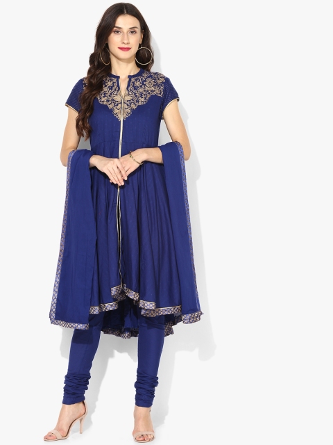 

Biba Women Blue & Embroidered Kurta with Churidar & Dupatta