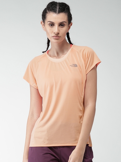 

The North Face Women Peach-Coloured Self Design T-shirt