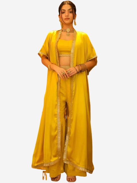 

Alaya By Stage3 Women Yellow Chanderi Cotton Top with Sharara