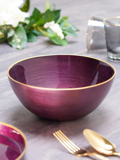 

Pure Home and Living Purple & Gold-Toned 1 Pieces Glass Glossy Bowl