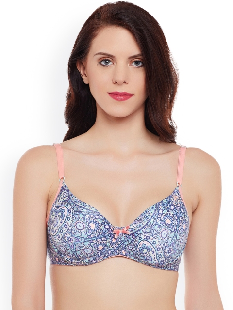 

Clovia Underwired Printed T-Shirt Bra, Blue