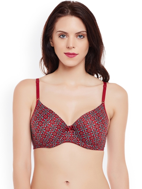 

Clovia Maroon Printed Underwired Lightly Padded T-shirt Bra