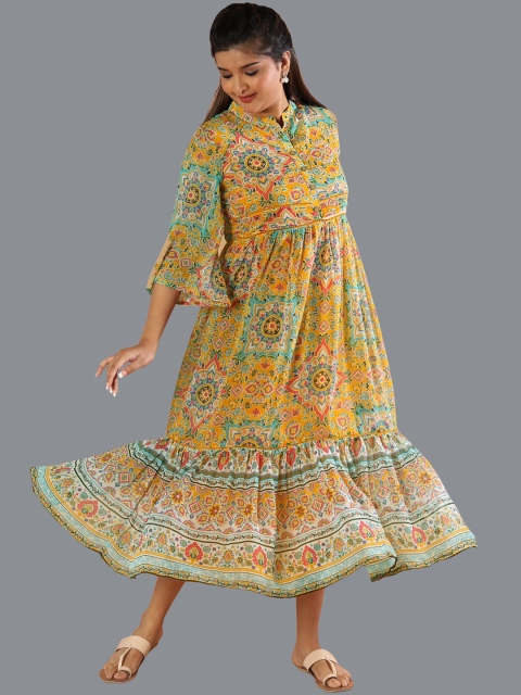 

taruni Yellow Floral Ethnic Maxi Dress