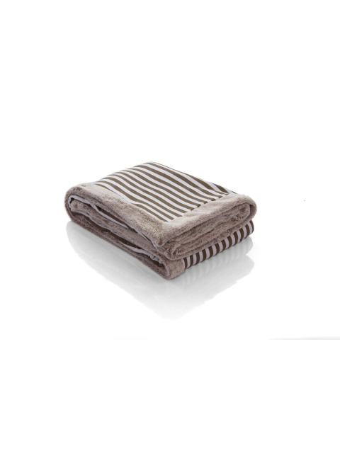 

Pluchi Grey & White Striped AC Room 350 GSM Single Bed Blanket with Fur