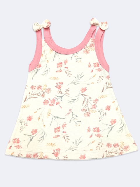 

Born Babies Girls Pink & Cream-Coloured Floral A-Line Dress