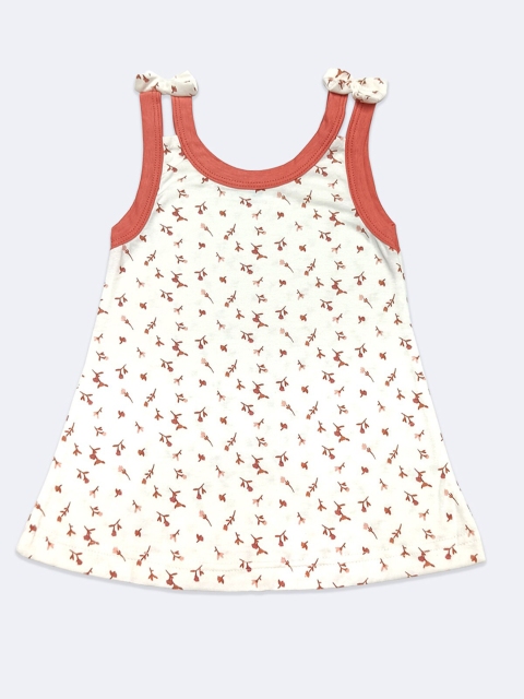 

Born Babies Girls Orange & Cream-Coloured Floral A-Line Dress