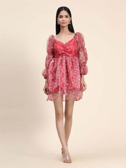 

Phenav Red Floral Print Dress