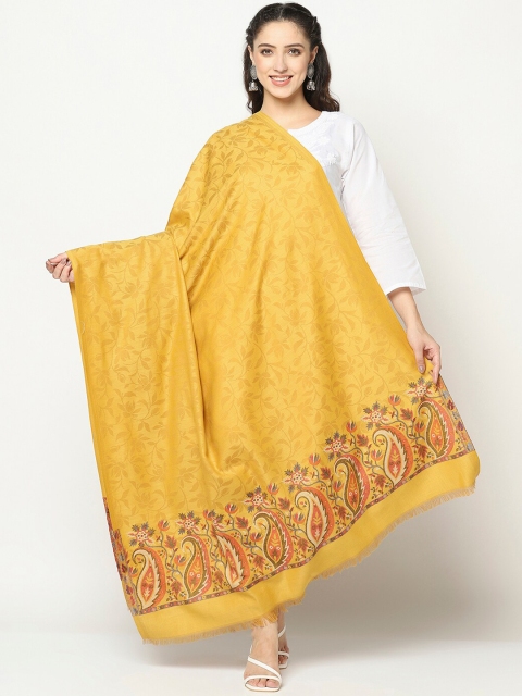 

La Vastraa Women Mustard Yellow Woven Design Shawl