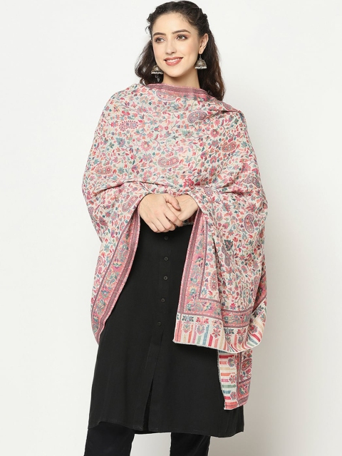 

La Vastraa Women White Woven-Design Pure Wool Shawl