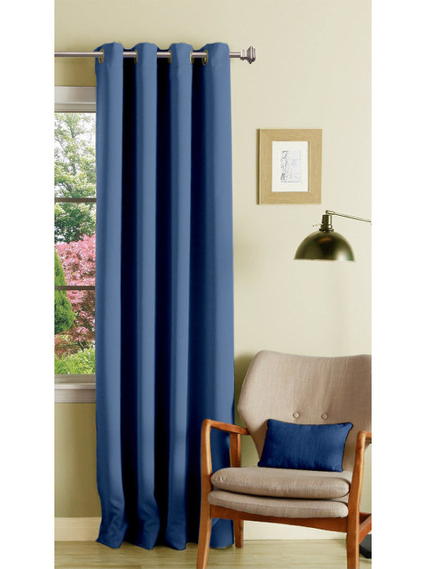 

Lushomes Blue Solid Polyester Long Door Curtain
