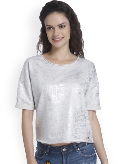 

ONLY Women Silver-Toned Solid Top