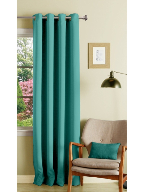 

Lushomes Turquoise Blue Solid Polyester Long Door Curtain