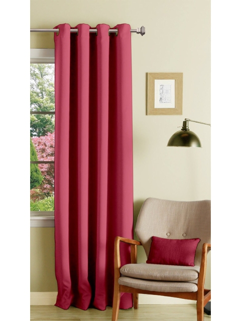 

Lushomes Pink Solid Polyester Long Door Curtain