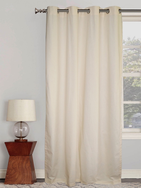 

Lushomes Off White Solid Cotton Long Door Curtain
