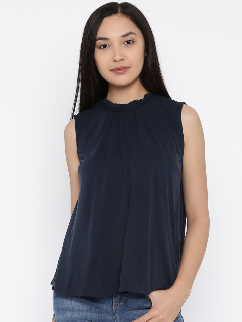 

ONLY Women Navy Solid Top, Navy blue