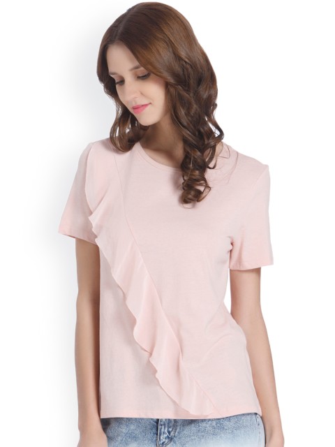 

ONLY Women Peach-Coloured Solid Blouson Top