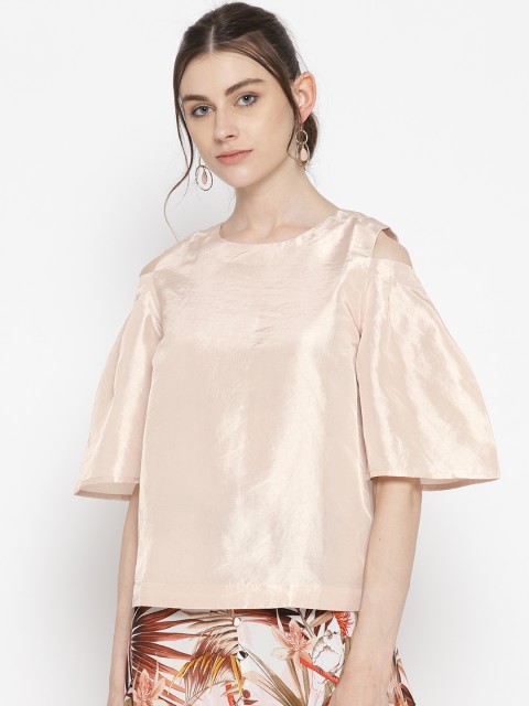 

ONLY Women Cream-Coloured Solid Satin Finish Top