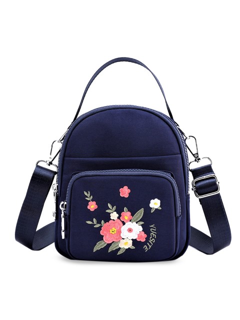 

Diva Dale Blue Floral Phone Holder Multi-Pockets Earphone Hole Sling Bag