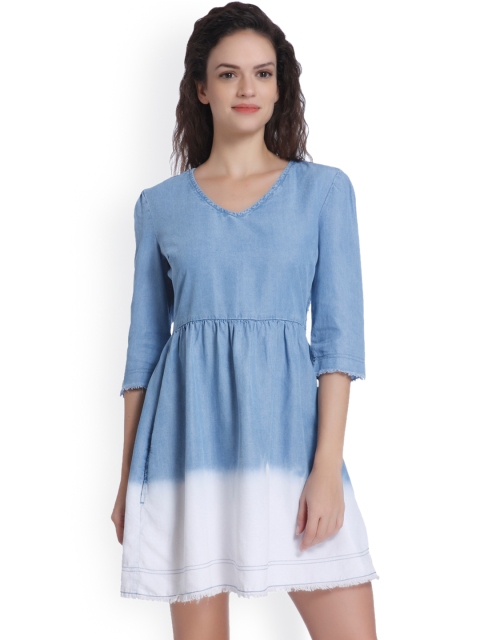 

ONLY Women Blue Dyed Fit & Flare Denim Dress