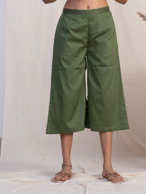 

AKISO Women Green Cropped Ethnic Palazzos