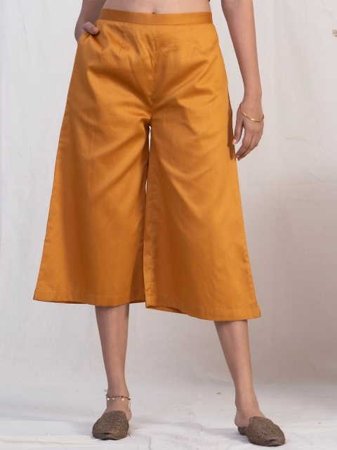 

AKISO Women Gold-Toned Cropped Ethnic Palazzos