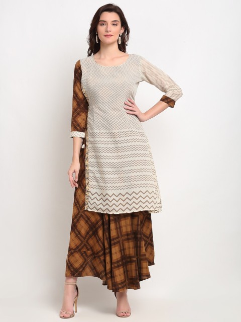 

Lovely Lady Brown Ethnic Maxi Dress