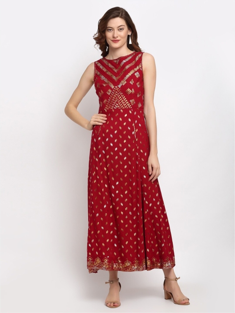 

Lovely Lady Maroon Floral Formal Maxi Dress