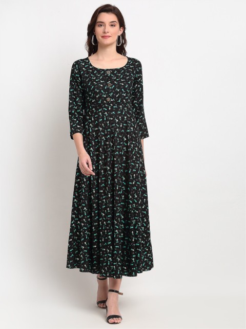 

Lovely Lady Black Floral Formal Midi Dress