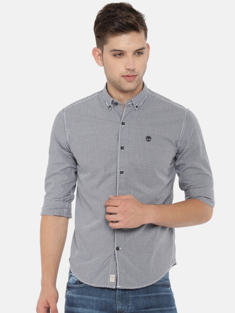 

Timberland Men Black & White Slim Fit Checked Casual Shirt