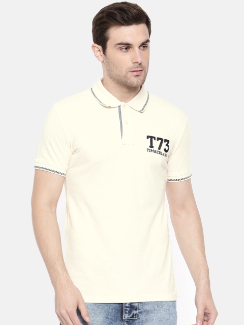 

Timberland Men Cream-Coloured Solid Polo T-shirt