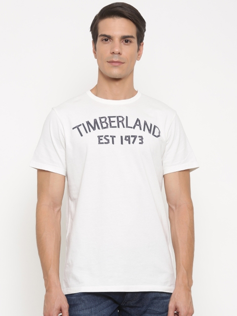 

Timberland Men White Printed Round Neck T-shirt