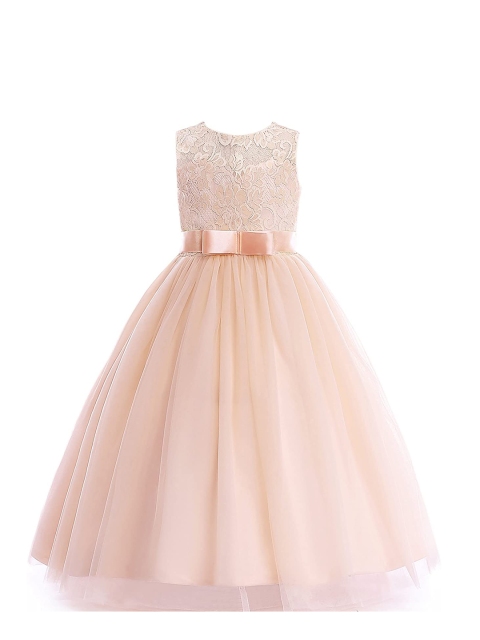 

Samsara Couture Girls Champagne Net Dress