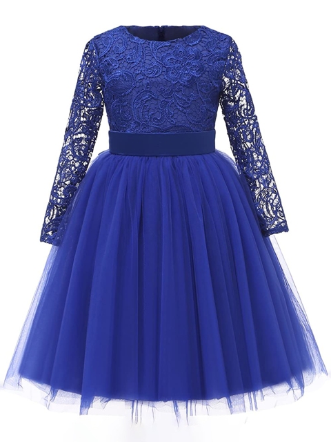 

Samsara Couture Girls Blue Self Design Net Dress