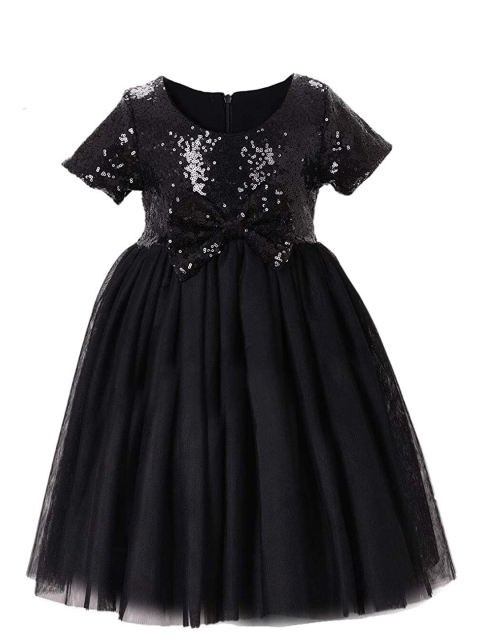 

Samsara Couture Girls Black Embellished Net Dress