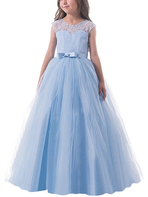 

Samsara Couture Turquoise Blue Net Maxi Dress