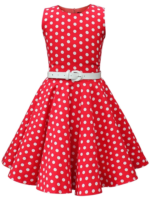 

Samsara Couture Girls Red & White Polka Dot Dress