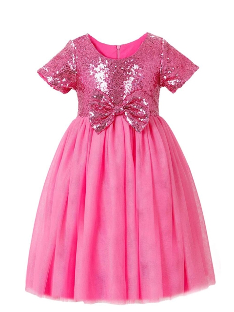 

Samsara Couture Girls Pink Embellished Net Dress