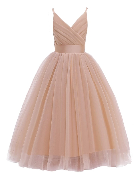 

Samsara Couture Girls Gold-Toned Net Maxi Dress
