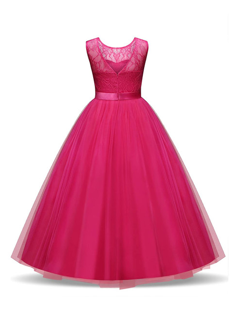 

Samsara Couture Girls Pink Net Maxi Dress