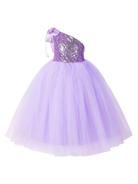 

Samsara Couture Girls Lavender Embellished One Shoulder Net Dress