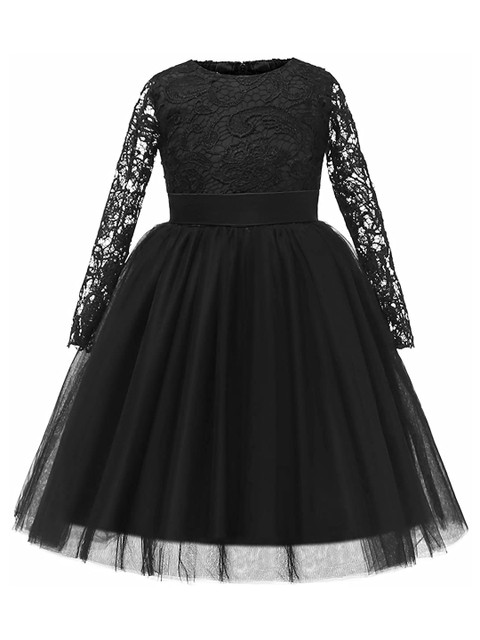

Samsara Couture Girls Black Net Dress
