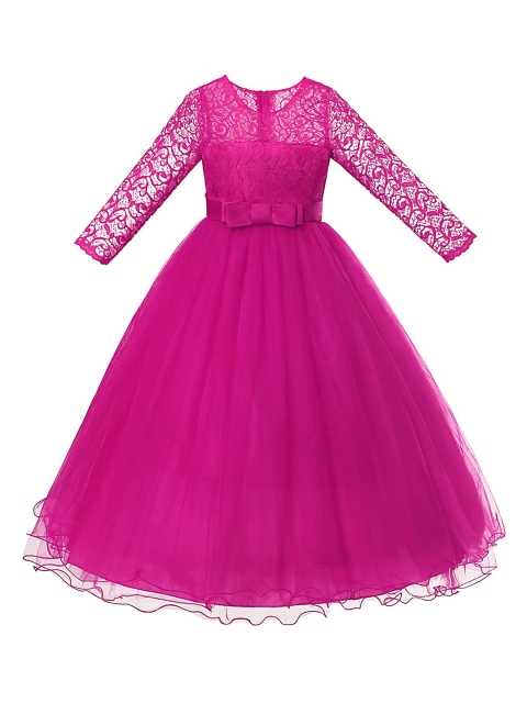 

Samsara Couture Girls Pink Net Party Maxi Dress