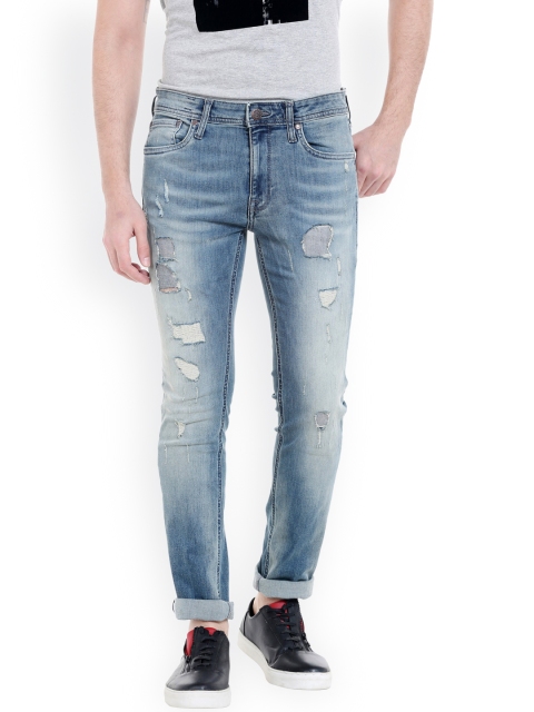 

Jack & Jones Men Blue Skinny Fit Low-Rise Highly Distressed Stretchable Jeans