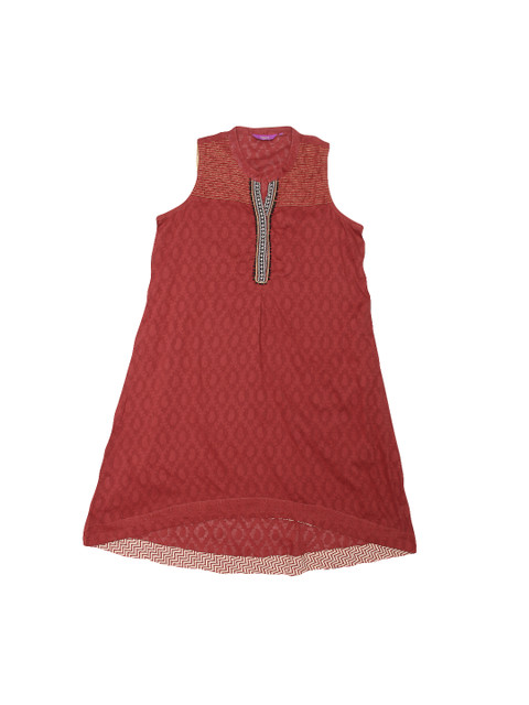 

Rangriti Women Rust Woven Design A-Line Kurta