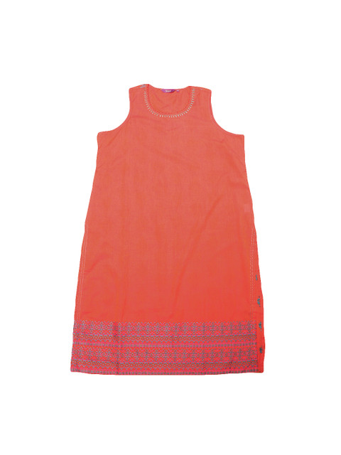 

Rangriti Women Coral Woven Design A-Line Kurta