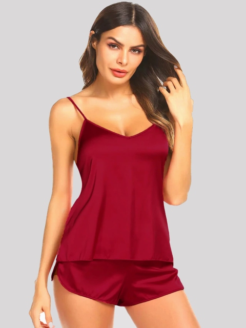 

PHWOAR Women Maroon Night suit