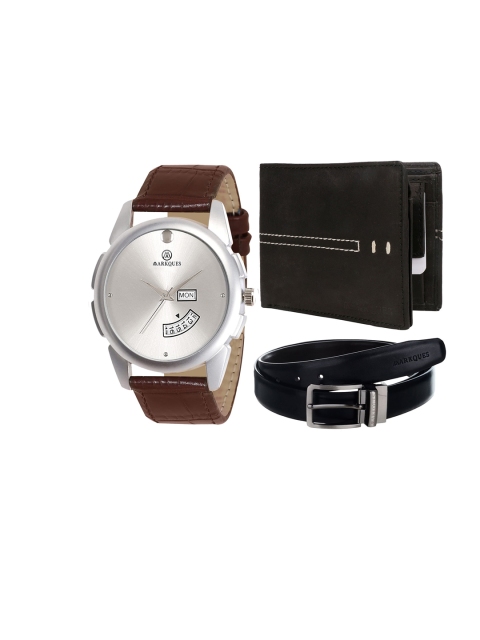 

MARKQUES Men Black & Brown Solid Leather Accessory Gift Set