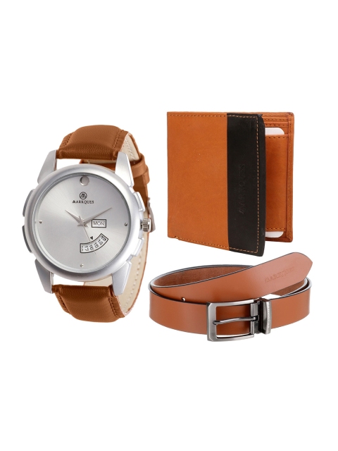 

MARKQUES Men Tan Colored Solid Leather Accessory Gift Set