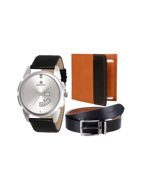 

MARKQUES Men Brown Solid Accessory Gift Set, Blue