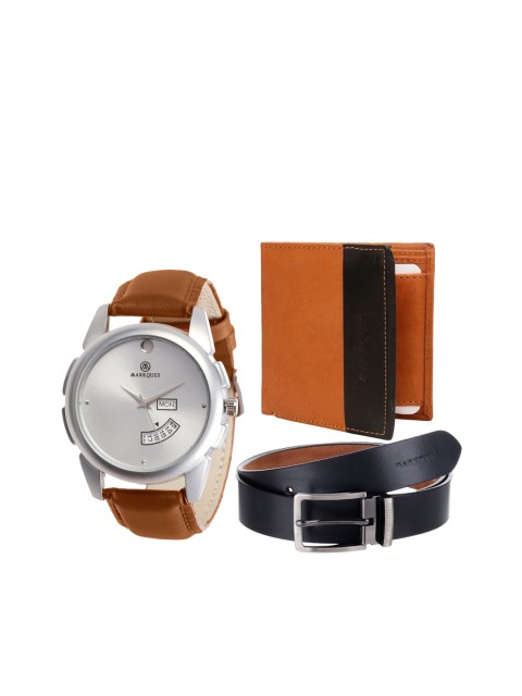 

MARKQUES Men Black Solid Leather Accessory Gift Set, Multi